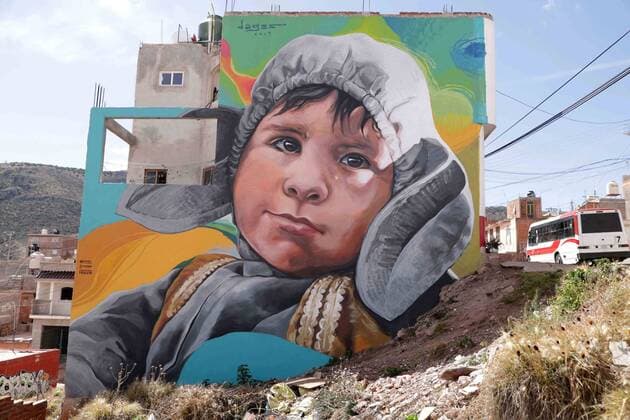 Mexico, wall paintings in Zacatecas