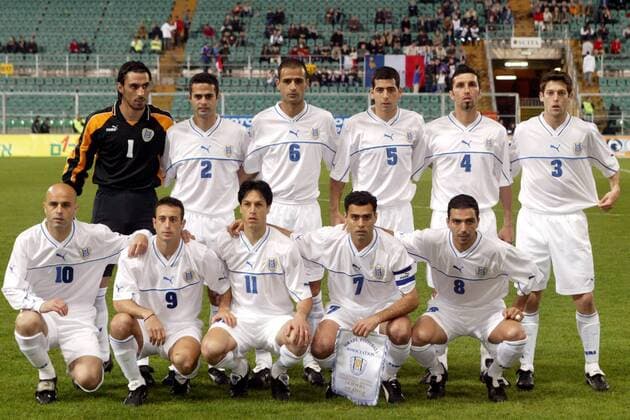 Mannschaftsbild Israel hinten v.li.: Torwart Dudu Aouate, Alon Harazi, Adoram Keise, Tal Ben Haim, Arik Benado, Omri Afek; vorn: Josef Abukasis, Amir Torjman, Idan Tal, Tal Banin und Haim Revivo Fußball Länderspiel Herren Europameisterschaftsqualifikation 2003, Qualifikation, Nationalmannschaft, Nationalteam, Länderspiel Totale Palermo