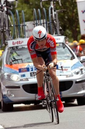 Cadel Evans (Australien Davitamon Lotto) - Radsport Herren Tour de France 2006, ProTour, Straßenradsport, Straße, Rad, Zeitfahren, Einzelzeitfahren Einzelbild 7. Etappe Saint Gregoire - Rennes Radsport Herren Tour de France 2006, ProTour, Straßenradsport, Straße, Rad, Zeitfahren, Einzelzeitfahren Einzelbild 7. Etappe Saint Gregoire - Rennes