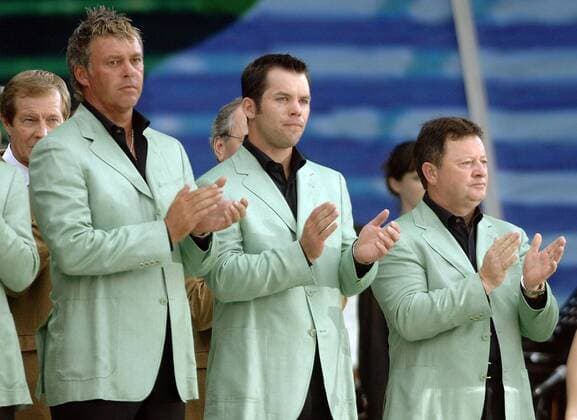 Eröffnungsfeier Ryder Cup 2006 - v.li.: Darren Clarke (Nordirland), Paul Casey (England), Kapitän Ian Woosnam (Wales alle Team Europa) - (STR20060721029) Golf Herren Ryder Cup 2006, Rydercup, PGA Tour, Eröffnung, Eröffnungszeremonie, Zeremonie Gruppe Straffan Golf Herren Ryder Cup 2006, Rydercup, PGA Tour, Eröffnung, Eröffnungszeremonie, Zeremonie Gruppe Straffan