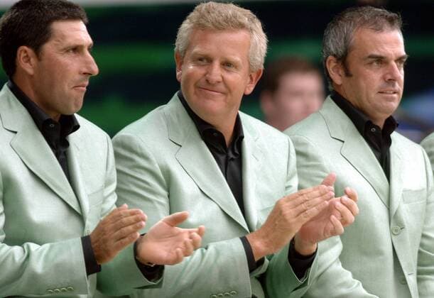 Eröffnungsfeier des Ryder Cup 2006, v.li.: Jose Maria Olazabal (Spanien), Colin Montgomerie (Schottland), Paul McGinley (Irland alle Team Europa) - (STR20060721031) Golf Herren Ryder Cup 2006, Rydercup, PGA Tour, Eröffnung, Eröffnungszeremonie, Zeremonie Gruppe Straffan Golf Herren Ryder Cup 2006, Rydercup, PGA Tour, Eröffnung, Eröffnungszeremonie, Zeremonie Gruppe Straffan