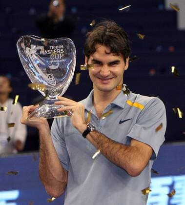 Roger Federer (Schweiz) - Masters Cup Sieger 2006 Tennis WM Herren ATP Masters Cup 2006, Series, Tour, Finale, Endspiel Einzelbild Shanghai Freude, Tennis WM Herren ATP Masters Cup 2006, Series, Tour, Finale, Endspiel Einzelbild Shanghai Freude,