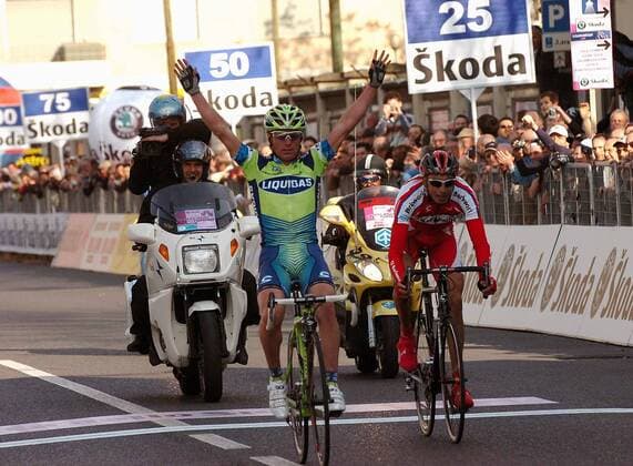 Danilo di Luca (Italien Liquigas Bianchi, li.) gewinnt Mailand Turin 2007 vor Mauricio Soler (Kolumbien Barloworld) - Radsport Herren Mailand - Turin 2007, Straßenradsport, Straße, Rad, Gruppe Freude, Radsport Herren Mailand - Turin 2007, Straßenradsport, Straße, Rad, Gruppe Freude,