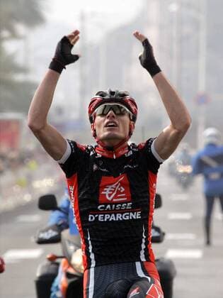 Luis Leon Sanchez (Spanien Caisse d Epargne) gewinnt die sechste Etappe bei Paris - Nizza 2007 Radsport Herren Paris Nizza 2007, ProTour, Straßenradsport, Straße, Rad Einzelbild 6. Etappe: Brignoles - Cannes Freude, Radsport Herren Paris Nizza 2007, ProTour, Straßenradsport, Straße, Rad Einzelbild 6. Etappe: Brignoles - Cannes Freude,