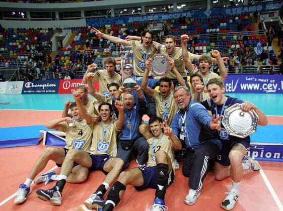 Der VfB Friedrichshafen gewinnt die Champions League 2006 2007 - Volleyball EC 1 Herren Indesit European Champions League 2006 2007, VfB Friedrichshafen, Finale, Endspiel Totale Moskau Freude, Begeisterung, Volleyball EC 1 Herren Indesit European Champions League 2006 2007, VfB Friedrichshafen, Finale, Endspiel Totale Moskau Freude, Begeisterung,