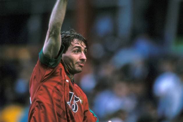 Jiri Nemec (Tschechien) - Schlußjubel im portugiesischen Trikot Fußball Länderspiel Herren EM 1996, Nationalmannschaft, Nationaltrikot, Viertelfinale, Tschechien - Portugal 1:0, Vdia Einzelbild Birmingham Freude, Begeisterung, Fußball Länderspiel Herren EM 1996, Nationalmannschaft, Nationaltrikot, Viertelfinale, Tschechien - Portugal 1:0, Vdia Einzelbild Birmingham Freude, Begeisterung,