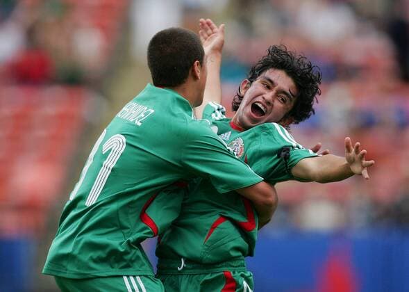 Christian Bermudez (re.) - Torjubel mit Jorge Hernandez (beide Mexiko U20) Fußball WM Herren U20 WM 2007, U 20, Junioren, Gruppe C, Nationalmannschaft, Nationaltrikot, Länderspiel Gruppe Edmonton Freude, Begeisterung, Fußball WM Herren U20 WM 2007, U 20, Junioren, Gruppe C, Nationalmannschaft, Nationaltrikot, Länderspiel Gruppe Edmonton Freude, Begeisterung,