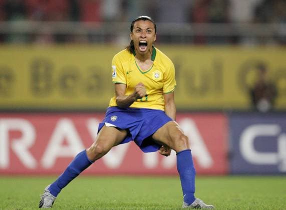 Marta (Brasilien) - Torjubel - Fußball Länderspiel Damen WM 2007, Frauenfußball, Frauen, Nationalteam, Nationaltrikot, Halbfinale Einzelbild Hangzhou Freude, Begeisterung, Fußball Länderspiel Damen WM 2007, Frauenfußball, Frauen, Nationalteam, Nationaltrikot, Halbfinale Einzelbild Hangzhou Freude, Begeisterung,