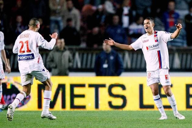 Torjubel Lyon - Hatem Ben Arfa (re.) und Nadir Belhadj - (pan22934) Fußball Herren Ligue 1 2007 2008, 1. Französische Liga, Olympique Lyonnais, OL Gruppe premiumd Paris Freude, Begeisterung, Fußball Herren Ligue 1 2007 2008, 1. Französische Liga, Olympique Lyonnais, OL Gruppe premiumd Paris Freude, Begeisterung,