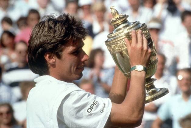 Michael Stich (Deutschland) - Wimbledon Sieger 1991 Tennis Herren All England Championship 1991, Grand Slam, ATP Tour, Endspiel, Finale Einzelbild Wimbledon London Freude, Tennis Herren All England Championship 1991, Grand Slam, ATP Tour, Endspiel, Finale Einzelbild Wimbledon London Freude,