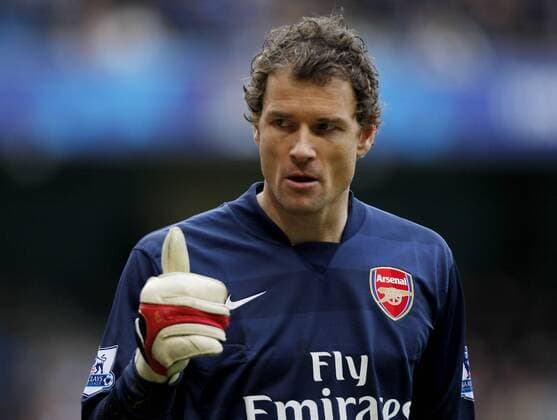Torwart Jens Lehmann (Arsenal) - thumbs up - EDITORIAL USE ONLY. No use with unauthorised audio, video, data, fixture lists, club league logos or live services. Online in-match use limited to 120 images, no video emulation. No use in betting, games or single club league player publications. Fußball Herren English Premier League 2007 2008, 1. Englische Liga, Arsenal FC London Einzelbild Manchester Spannung Fußball Herren English Premier League 2007 2008, 1. Englische Liga, Arsenal FC London Einzelbild Manchester Spannung
