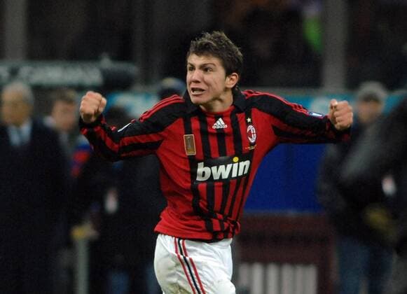 Alberto Paloschi (AC Mailand) - Torjubel - Fußball Herren Serie A 2007 2008, 1. Italienische Liga, AC Mailand, Milan Einzelbild Mailand Begeisterung, Freude, Fußball Herren Serie A 2007 2008, 1. Italienische Liga, AC Mailand, Milan Einzelbild Mailand Begeisterung, Freude,