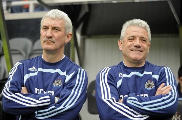 Fußball, Trainerhistorie Newcastle United von 1895 bis heute Trainer Kevin Keegan (re.) und Co Trainer Terry McDermott (beide Newcastle) - EDITORIAL USE ONLY. No use with unauthorised audio, video, data, fixture lists, club league logos or live services. Online in-match use limited to 120 images, no video emulation. No use in betting, games or single club league player publications. Fußball Herren English Premier League 2007 2008, 1. Englische Liga, Newcastle United Gruppe Newcastle Fußball Herren English Premier League 2007 2008, 1. Englische Liga, Newcastle United Gruppe Newcastle