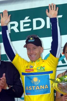 Levi Leipheimer (USA Astana) gewinnt den Prolog des Criterium Dauphine Libere 2008 - Radsport Herren Dauphine Libere 2008, ProTour, Straßenradsport, Straße, Rad, Zeitfahren, Einzelzeitfahren Einzelbild Prolog Freude, Radsport Herren Dauphine Libere 2008, ProTour, Straßenradsport, Straße, Rad, Zeitfahren, Einzelzeitfahren Einzelbild Prolog Freude,