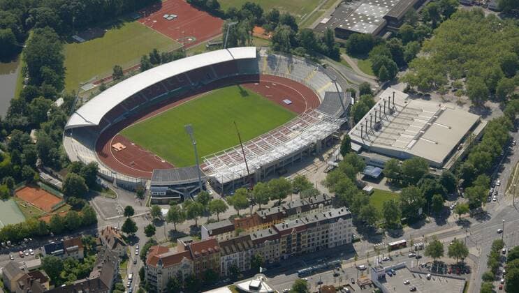 Fußball, Stadiongeschichte KSV Hessen-Kassel Luftbild, Auestadion, Luftbild, Belgische Straße, Kassel, Hessen, Germany, Europa, o0 Vogelperspektive, oben