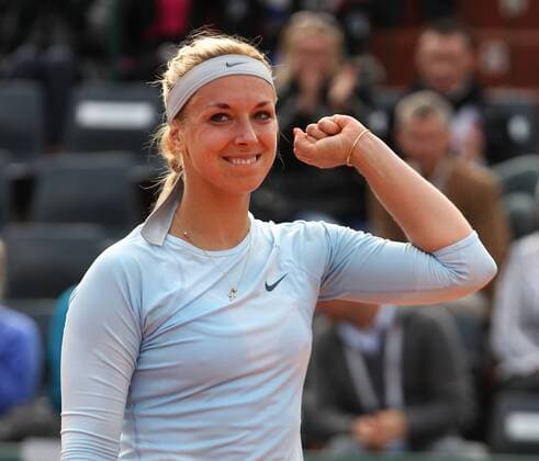 French Open 2013, Roland Garros,Paris,ITF Grand Slam Tennis Tournament,Sabine Lisicki (GER) macht die Faust und jubelt nach ihrem Sieg, Jubel,Freude,Emotion, Einzelbild,Halbkörper,Querformat,