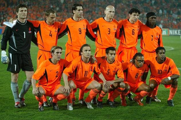 Team Netherlands (TOP ROW L-R), Ronald Waterreus, Frank de Boer, Ruud van Nistelrooij, Jaap Stam, Mark van Bommel, Clarence Seedorf, (BOTTOM ROW L-R), Fernando Ricksen, Boudewijn Zenden, Giovanni van Bronckhorst, Edgar Davids, Patrick Kluivert xVIxxIVx 1979612