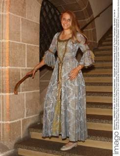 Nürnberger Versicherungscup 2014,WTA Tennis Tournament, Sandplatz Turnier in Nürnberg, Players Party im historischen Rathaus, Antonia Lottner (GER) im Barock Kostuem,Einzelbild, Ganzkoerper,Hochformat,privat, ,