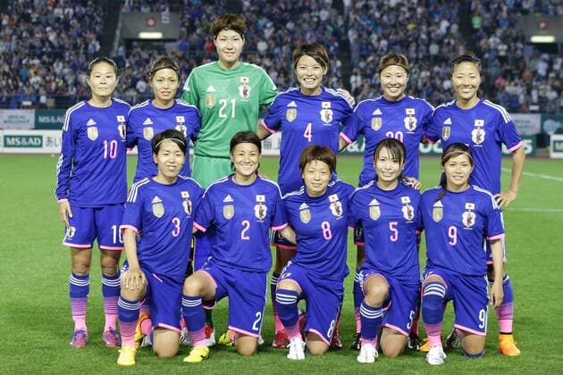 Japan team group Mannschaftsbild Totale line-up, back, f.l.: Homare Sawa, x, x, Saki Kumagai, x, Yuki Ogimi; front: Azusa Iwashimizu, Yukari Kinga, Aya Miyama,x, Nahomi Kawasumi - MAY 24, 2015 - Football Soccer : MS AD Nadeshiko Cup 2015 match between Womens Japan at Marugame stadium, Kagawa, Japan. NoxThirdxPartyxSales (hmib010780