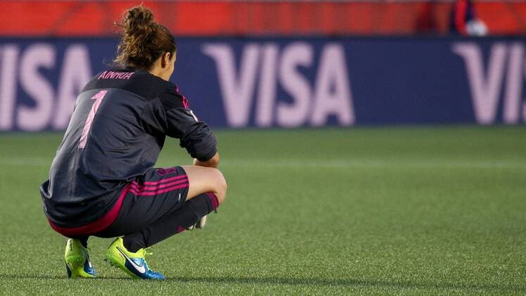 Ainhoa Tirapu (Torwart, ESP), enttäuscht schauend, Enttäuschung, Frustration, disappointed, pessimistisch, Fussball, FIFA Frauen-WM 2015, Südkorea - Spanien, xozx
