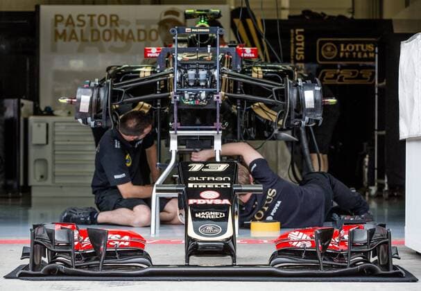 Spielberg 18.06.2015, Red Bull Ring, Spielberg, AUT, FIA, Formel 1, Grosser Preis von Oesterreich, Vorberichte, im Bild das Auto von Pastor Maldonado in der Box von Lotus F1 Team during the Preparation for the Austrian Formula One Grand Prix at the Red Bull Ring in Spielberg, Austria, 2015 06 18, EP_ang