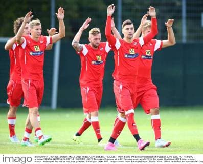 SOCCER - UEFA EURO EM Europameisterschaft Fussball 2016 quali, AUT vs MDA, preview VIENNA,AUSTRIA,02.SEP.15 - SOCCER - UEFA European Championship EM Europameisterschaft 2016, European Qualifiers, OEFB international match Länderspiel Austria vs Moldova, preview, training of team AUT. Image shows Julian Baumgartlinger, Florian Klein, Jakob Jantscher and Aleksandar Dragovic (AUT). GEPAxpictures xChristianxOrt