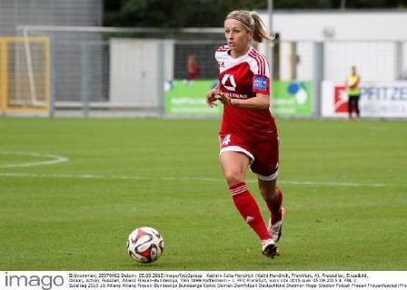 Kathrin-Julia Hendrich (Kathi Hendrich, Frankfurt, 4), Freisteller, Einzelbild, Aktion, Action, Fussball, Allianz Frauen-Bundesliga, TSG 1899 Hoffenheim - 1. FFC Frankfurt, xozx