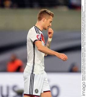 Marco Reus (Deutschland), enttaeuscht nach einer vertanen Chance Deutschland - Georgien 15. Europameisterschaft-Qualifikationsrunde für Europa-Meisterschaft 2016, EM 2016-Qualifikation, 15 th UEFA Championship Qualifying, Fussball, Fußball, soccer, Herren, Maenner, Ergebnis 2:1 Leipzig, 11.10.2015