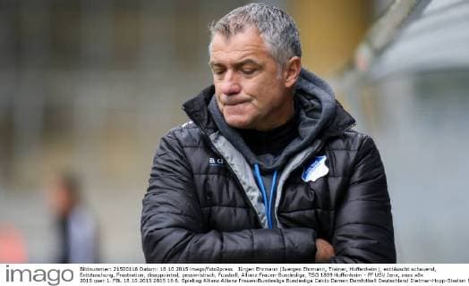 Jürgen Ehrmann (Juergen Ehrmann, Trainer, Hoffenheim), enttäuscht schauend, Enttäuschung, Frustration, disappointed, pessimistisch, Fussball, Allianz Frauen-Bundesliga, TSG 1899 Hoffenheim - FF USV Jena, xozx