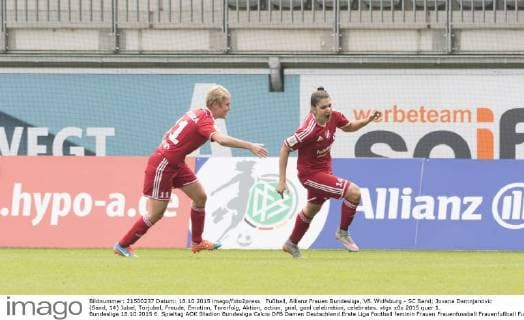 Fußball, Allianz Frauen Bundesliga, VfL Wolfsburg - SC Sand; Jovana Damnjanovic (Sand, 14) Jubel, Torjubel, Freude, Emotion, Torerfolg, Aktion, action, goal, goal celebration, celebrates. xtgx