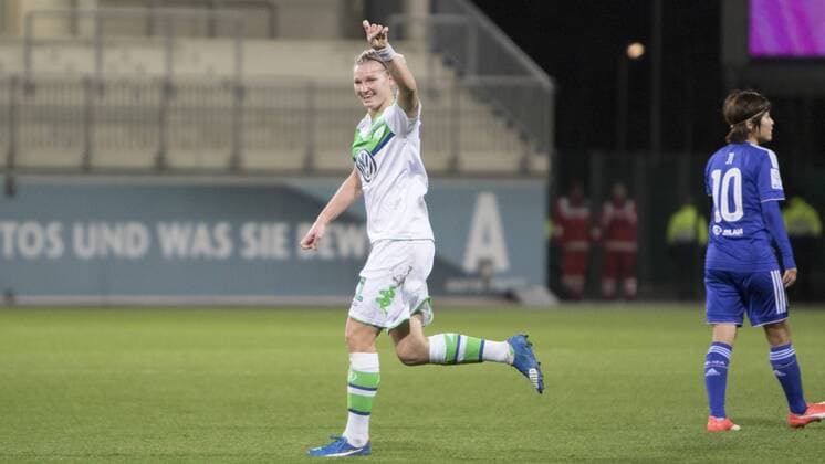 Fußball, UWCL, VfL Wolfsburg - FC Chelsea; Alexandra Popp (Alex Popp, Wolfsburg, 11)Jubel, Torjubel, Freude, Emotion, Torerfolg, Aktion, action, goal, goal celebration, celebrates. xtgx