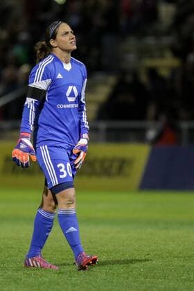 Anne-Kathrine Kremer (Torwart, Frankfurt, 30), enttäuscht schauend, Enttäuschung, Frustration, disappointed, pessimistisch, Fussball, UEFA Women s Champions League, 1. FFC Frankfurt - Lilleström SK Kvinner, xozx
