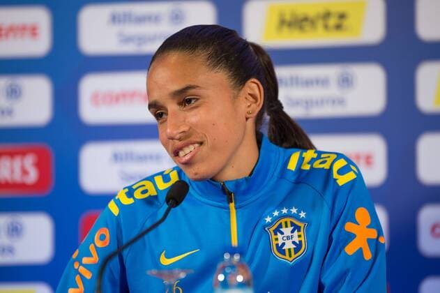 Fabiana da Silva Simoes (Brasilien) Albufeira, Portugal, 08.03.2016 - Fussball, Frauenfussball, Algarve Cup 2016, Abschlusspressekonferenz, Fussball, Frauenfussball, Algarve Cup 2016, Abschlusspressekonferenz, xKLx