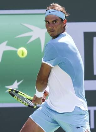 March 19, 2016 - Los Angeles, California, U.S - Rafael Nadal, of Spain, in actions against Novak Djokovic, of Serbia, during the men singles semifinal match of the BNP Paribas Open tennis tournament on Saturday, March 19, 2016 in Indian Wells, California. Â Djokovic.won 7-6, 6-2. BNP Paribas Open 2016 Men s Singles Semifinal - ZUMAc68_