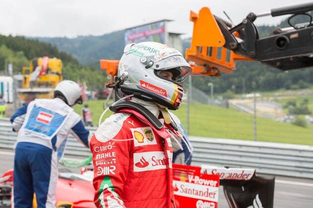 Formel 1, GP von Österreich, Vettel nach Dreher ausgeschieden 03.07.2016, Red Bull Ring, Spielberg, AUT, FIA, Formel 1, Grosser Preis von Oesterreich, Rennen, im Bild Sebastian Vettel (GER) Scuderia Ferrari German Formula One driver Sebastian Vettel of Scuderia Ferrari during the Race for the Austrian Formula One Grand Prix at the Red Bull Ring in Spielberg, Austria on 2016 07 03. -Pressefoto Spielberg EP_ang