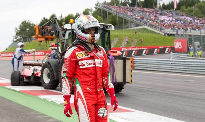 Formel 1, GP von Österreich, Vettel nach Dreher ausgeschieden 03.07.2016, Red Bull Ring, Spielberg, AUT, FIA, Formel 1, Grosser Preis von Oesterreich, Rennen, im Bild Sebastian Vettel (GER) Scuderia Ferrari German Formula One driver Sebastian Vettel of Scuderia Ferrari during the Race for the Austrian Formula One Grand Prix at the Red Bull Ring in Spielberg, Austria on 2016 07 03. -Pressefoto Spielberg EP_ang