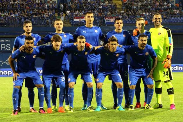 Zagreb, 26.7.2016., Stadion Maksimir - UEFA Champions League, Third qualifying round, First leg. GNK DINAMO Zagreb (blue) - DINAMO Tbilisi (white) 2:0 first row: El Arabi Hilal SOUDANI (2), Ante CORIC (24), Domagoj ANTOLIC (8), Josip PIVARIC (19), Paulo MACHADO (10) sec. row: Petar STOJANOVIC (37), Armin HODZIC (15), Filip BENKOVIC (26), Leonardo SIGALI (22), Marko ROG (30) and EDUARDO (34 GK)
