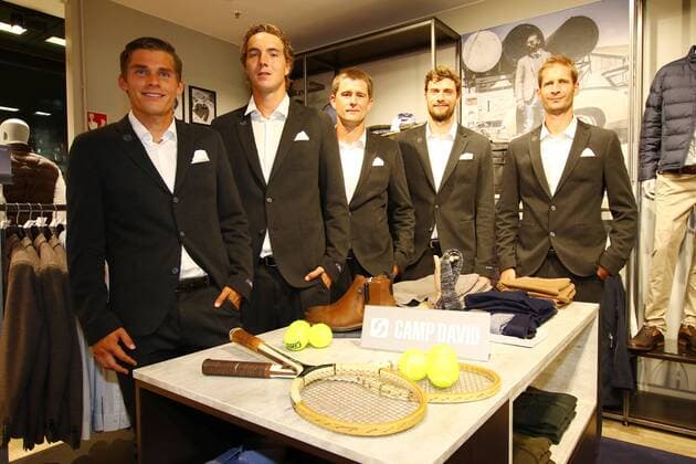 Tennis, Herren, 2016, Davis Cup Relegation, Meet & Greet mit der deutschen Mannschaft, Daniel Masur (Deutschland), Jan-Lennard Struff (Deutschland), Teamkapitän Michael Kohlmann (Deutschland), Daniel Brands (Deutschland), Florian Mayer (Deutschland), 12.09.16,