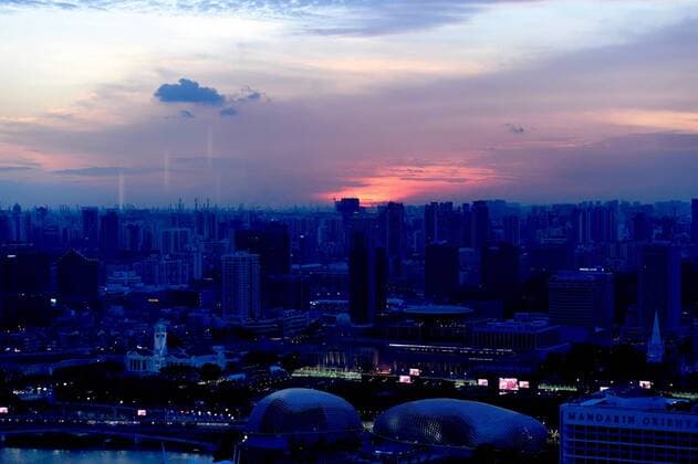 Sunset in Singapore, Sonnenuntergang in Singapur Grosser Preis von Singapur 2016, Motorsport, Formel 1,Formula One World Championship WM Weltmeisterschaft Rd15, Singapore Grand Prix, Practice, Marina Bay Street Circuit, Singapore, Friday 16 September 2016. 16.09.2016, Singapur Copyright: xAndrexJerry Eibner-Pressefotox EP_JAE
