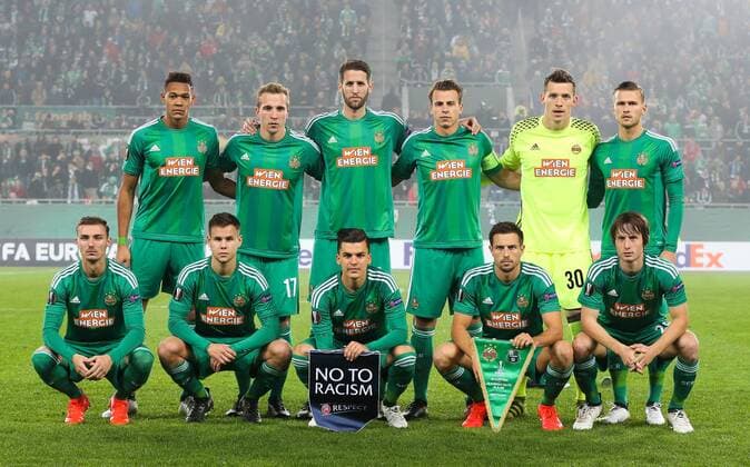 SOCCER - EL, Rapid vs Sassuolo VIENNA,AUSTRIA,20.OCT.16 - SOCCER - UEFA Europa League, group stage, SK Rapid Wien vs US Sassuolo Calcio. Image shows the team of Rapid with (2nd row) Joelinton Cassio Apolinario de Lira (Rapid), Christopher Dibon (Rapid), Christoph Schoesswendter (Rapid), Stefan Schwab (Rapid), Richard Strebinger (Rapid), Arnor Ingvi Traustason (Rapid); (1st row) Mario Pavelic (Rapid), Louis Schaub (Rapid), Thomas Murg (Rapid), Thomas Schrammel (Rapid) and Ivan Mocinic (Rapid). Keywords: Wien Energie, teamphoto. GEPAxpictures xPhilippxBrem