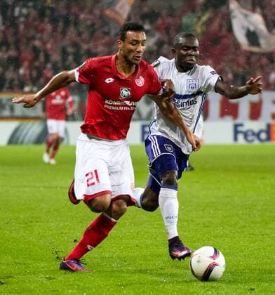 UEFA Europa League, Gruppenphase, Deutschland, Mainz, Opel Arena, 20.10.2016, 2016-10-20, Fussball, Fußball, Mainz 05 - Anderlecht Bild: v.l.n.r. Karim Onisiwo (1. FSV Mainz 05, 21)Karim Onisiwo (1. FSV Mainz 05, 21), Frank Acheampong (RSC Anderlecht, 18) Copyright: Fotograf:xVolkerxDanzerx+++xAgenturxHMBxMediax xHeikoxBecker