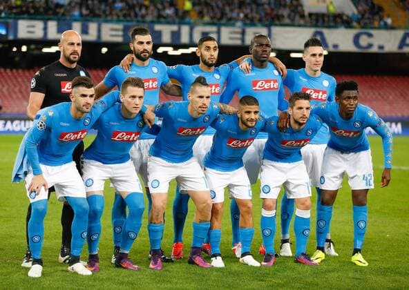 November 23, 2016 - Naples, Italy - Napoli s team players (from top left) Napoli s goalkeeper from Spain Pepe Reina, Napoli s defender from Spain Raul Albiol, Napoli s defender from Algeria Faouzi Ghoulam, Napoli s defender from France Kalidou Koulibaly, Napoli s midfielder from Spain Jose Maria Callejon, Napoli s defender from Albania Elseid Hysaj, Napoli s midfielder from Poland Piotr Zielinski, Napoli s midfielder from Slovakia Marek Hamsik, Napoli s midfielder from Italy Lorenzo Insigne, Napoli s forward from Belgium Dries Mertens and Napoli s midfielder from Guinea Amadou Diawara pose before the UEFA Champions League football match Napoli vs Dynamo Kiev on November 23, 2016 at the San Paolo stadium in Naples. SSC Napoli v FC Dynamo Kyiv - UEFA Champions League - ZUMAn230 20161123_zaa_n230_237