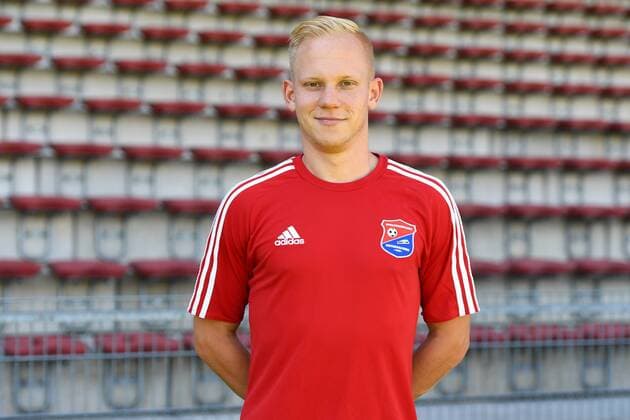 Sascha Bigalke (Unterhaching, 21) Einzelbild, Aktion, Action, Porträt, Portrait, Fußball, GER, 3.Liga, Porträttermin 2017 2018, SpVgg Unterhaching, xslx
