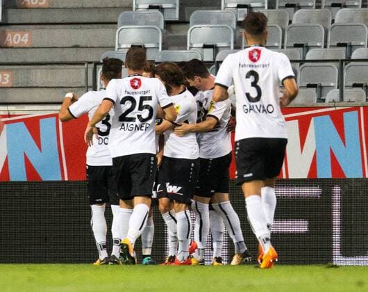 03.08.2017, Tivoli Stadion, Innsbruck, AUT, UEFA EL, Cashpoint SCR Altach vs KAA Gent, Qualifikation, 3. Runde, Rueckspiel, im Bild Torjubel nach dem 1:0 fuer SCR Altach during the UEFA Europaleague Qualifier 3rd round, 2nd leg match between Cashpoint SCR Altach and KAA Gent at the Tivoli Stadion in Innsbruck, Austria on 2017 08 03. Innsbruck EP_fei