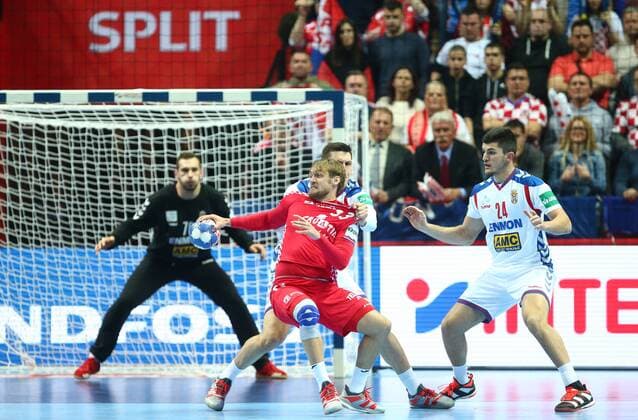 European Handball Championship, Group B, 1st Round, Croatia - Serbia 12.01.2018., Croatia, Spaladium Arena, Split - European Handball Championship, Group B, 1st Round, Croatia - Serbia. Luka Cindric, Milan Jovanovic. SlavkoxMidzor PIXSELL