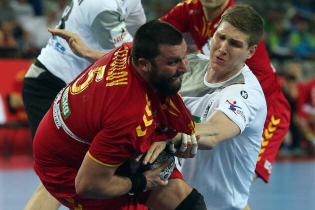 European Handball Championship, Group C, 3rd round, Germany - FYR Macedonia 17.01.2018., Arena Zagreb, Zagreb, Croatia - 2018 European Men s Handball Championship, Group C, 3rd round, Germany - FYR Macedonia. Stojance Stoilov, Finn Lemke. DaliborxUrukalovic PIXSELL