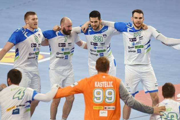 European Handball Championship, Group II, 2nd round, Slovenia - Spain 23.01.2018., Arena Varazdin, Varazdin, Croatia - 2018 European Men s Handball Championship, Group II, 2nd round, Slovenia - Spain. Blaz Blagotinsek, Vid Kavticnik, Igor Zabic, Borut Mackovsek VjeranxZganec-Rogulja PIXSELL