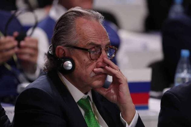 WM 2018, FIFA Kongress in Moskau, WM-Vergabe 2026 June 13, 2018 - EUM20180613DEP08.JPG.MOSCÃö, Rusia., SoccerFutbol-Mundial 2026.- Decio de Maria, presidente de la Federacion Mexicana de Futbol, este 13 de junio de 2018, en el 68 Congreso de la FIFA, en donde se da a conocer que la sede del Mundial 2026 sera Estados Unidos, Mexico y Canada. Foto: Agencia EL UNIVERSALLuis CortesMAR. Latin News: June 13, 2018 - ZUMAu78_ 20180613_zaf_u78_515 Copyright: xElxUniversalx