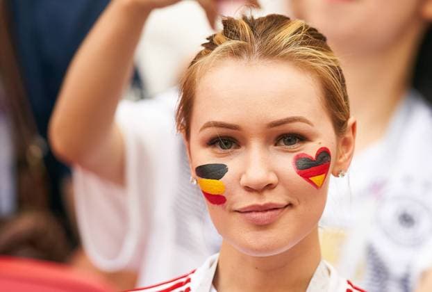 Germany - South Korea, Soccer, Kazan, June 27, 2018 fans, supporters, spectators, club flags, celebration. GERMANY - KOREA REPUBLIC 0-2 FIFA World Cup WM Weltmeisterschaft Fussball 2018 RUSSIA, Group F, Season 2018 2019, June 27, 2018 Stadium K a z a n - A r e n a in Kazan, Russia. Photo: MAGICS Peter Schatz