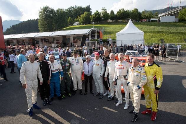 FORMULA 1 - GP of Austria 2018 SPIELBERG,AUSTRIA,30.JUN.18 - MOTORSPORTS - Grand Prix of Austria, Red Bull Ring, legends parade. Image shows Gerhard Berger (Porsche 935), Christian Danner (BMW M1), Jochen Mass (Porsche 935), Mathias Lauda (Aston Martin), Mathias Lauda (Aston Martin), Bernie Ecclestone, Niki Lauda (BMW 3.0 CSL), Hans-Joachim Stuck (Porsche 956), Toine Hezemanns (BMW 3.0 CSL), Dieter Quester (BMW M1), Harald Grohs (BMW 320) and Franz Klammer (Alfa Romeo Alfetta GTV6). GEPAxpictures xMaticxKlansek